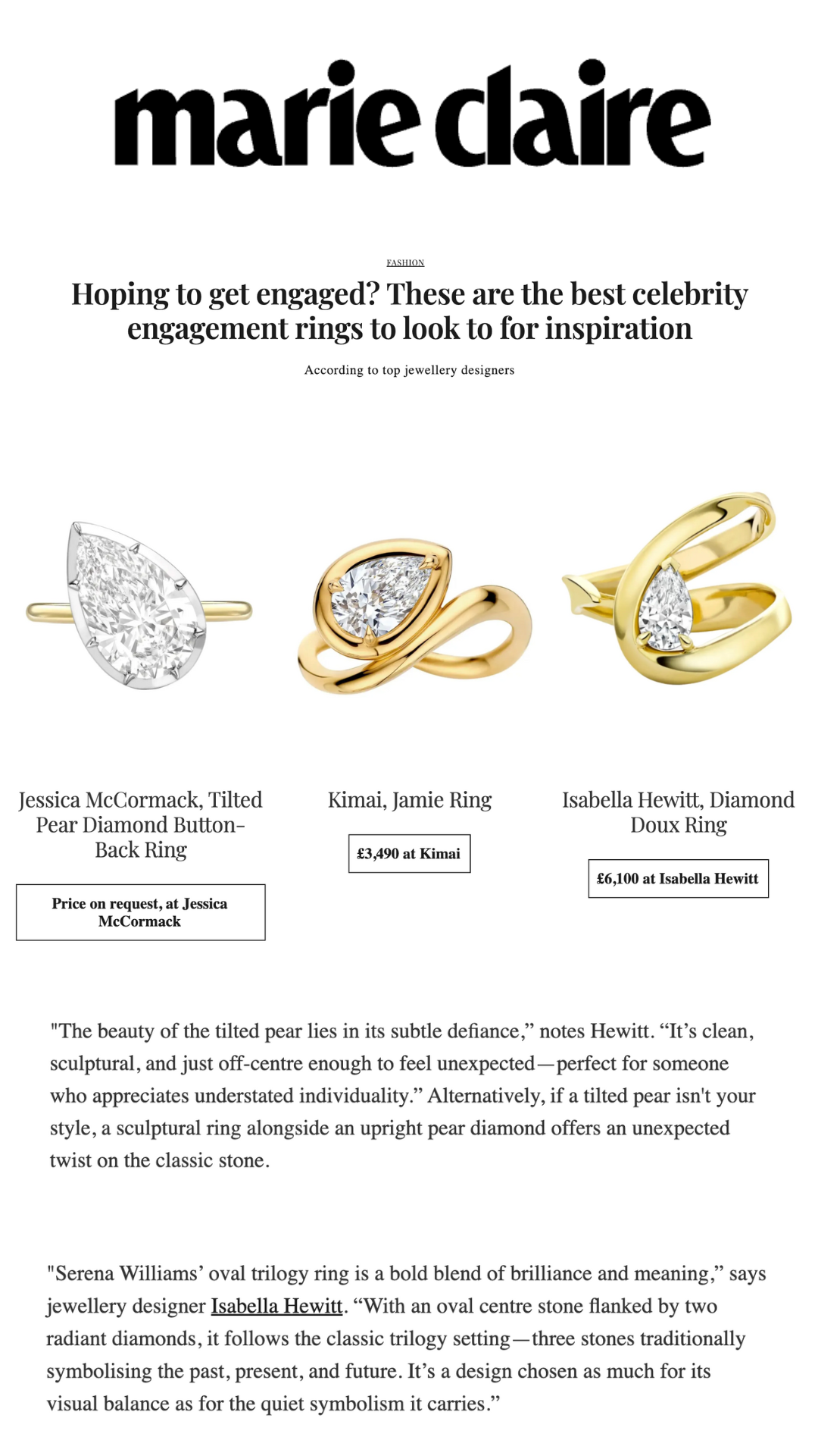 Marie Claire - Best Celebrity Engagement Rings